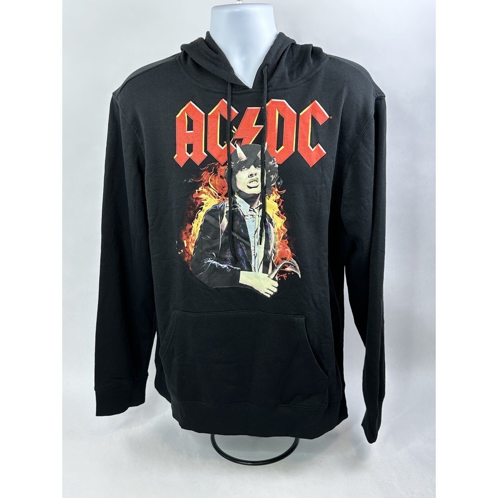 AC/DC "Highway To Hell" Pullover Hoodie Adult Large Black Sweatshirt Drawstring